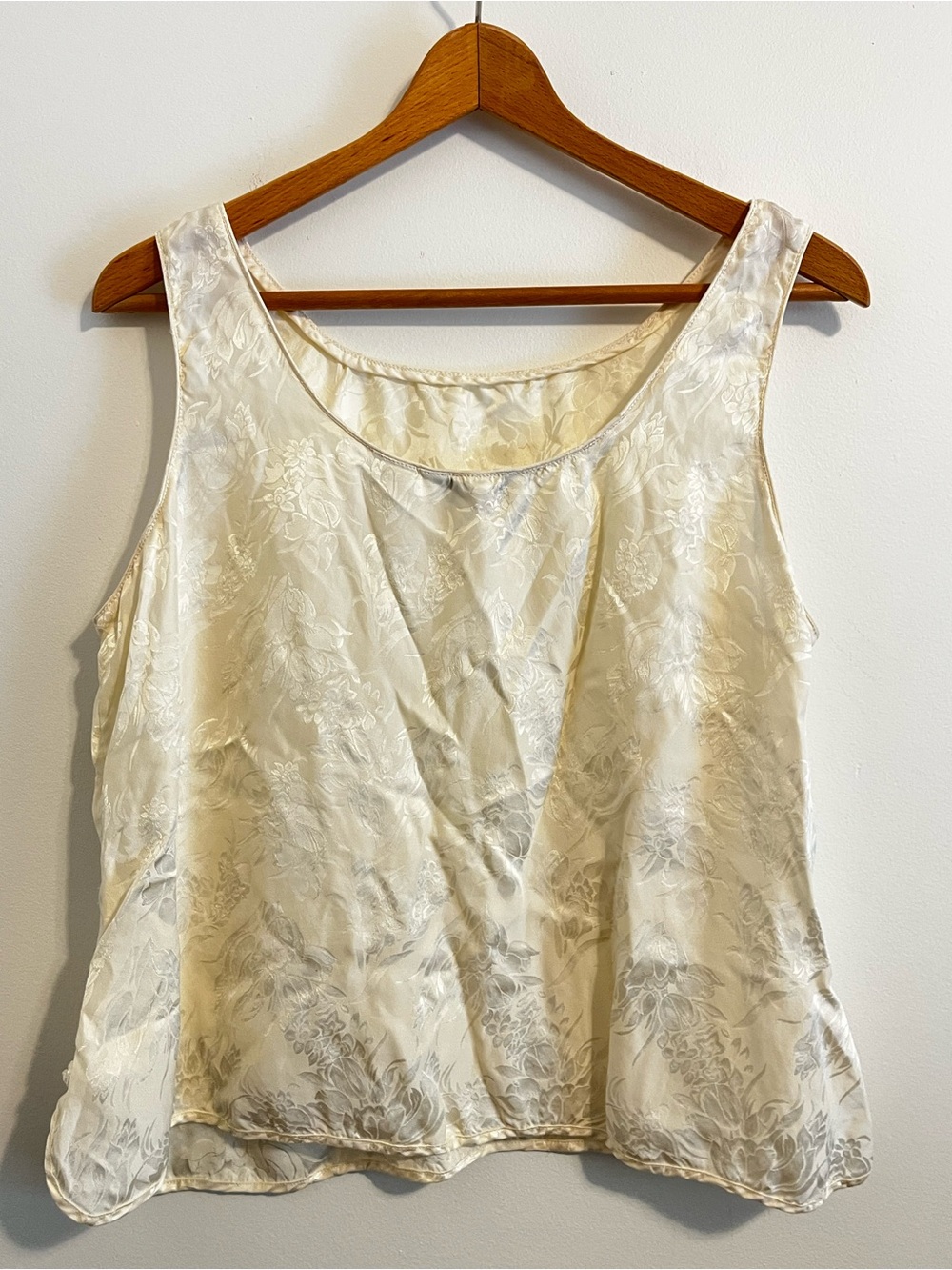 Vintage Private Luxuries 100% Silk Pajama Set Ivory Floral Jacquard Lounge Luxe - Picture 6 of 13